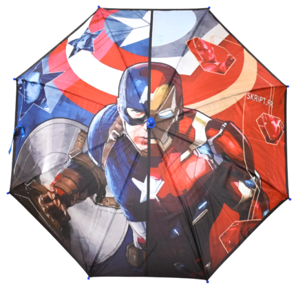 Captain America & Iron Hero Kids Umbrella – Marvel Superhero Cartoon Rain Umbrella for Boys
