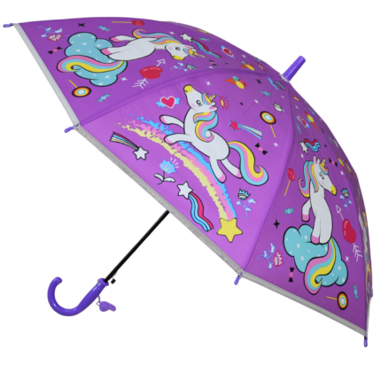 Purple Unicorn Kids PVC Umbrella – Waterproof Rain Umbrella for Boys & Girls