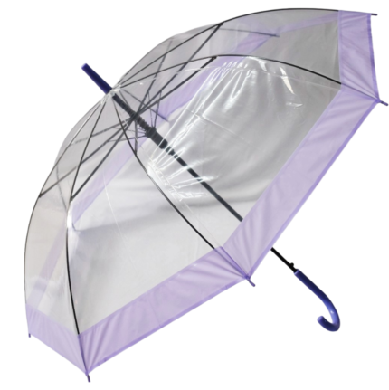 Transparent Dome Umbrella with Lavender Border
