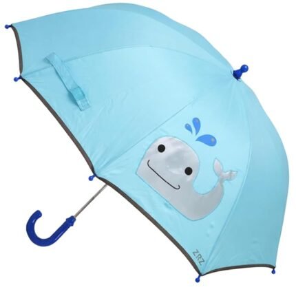 Kids Blue Whale Umbrella with Curved Handle
