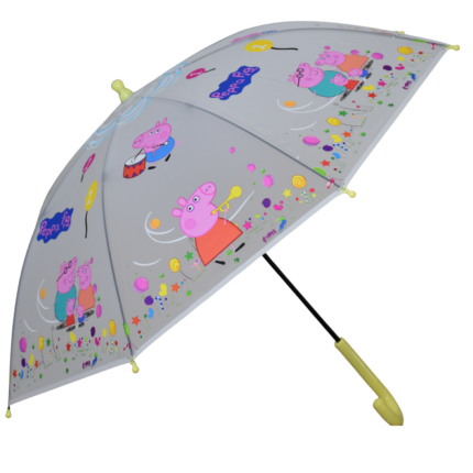 Peppa Pig Kids PVC Umbrella with Yellow Handle – Cartoon Rain Umbrella for Boys & Girls