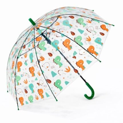 Kids Transparent Dome Umbrella with Cute Dinosaur Print
