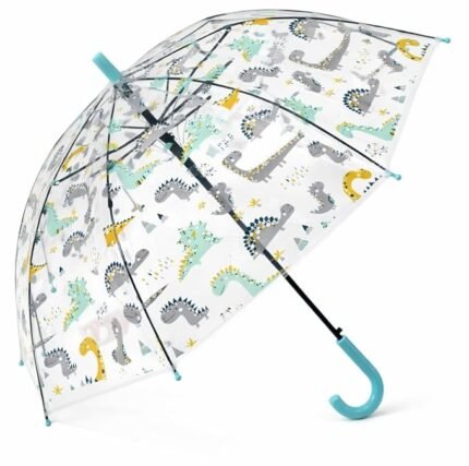 Kids Transparent Dome Umbrella with Cute Dinosaur Print