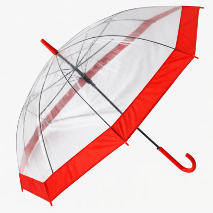 Transparent Dome Umbrella with Red Border