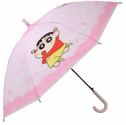 Pink Shinchan Kids PVC Umbrella – Cartoon Character Rain Umbrella for Boys & Girls