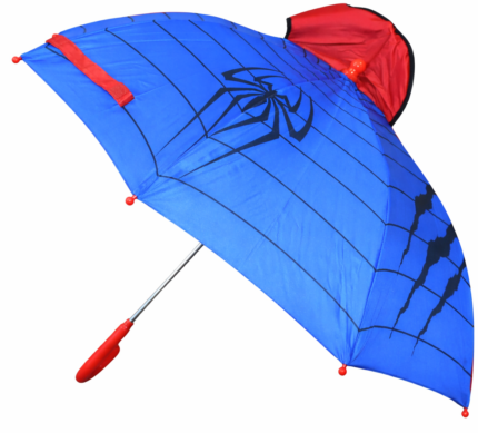 Spider Web Superhero Kids Umbrella – Red & Blue Cartoon Rain Umbrella for Boys