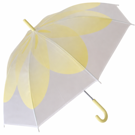 Kids Transparent Yellow Bubble Umbrella – Lightweight Children’s Rain Umbrella with Curved Handle