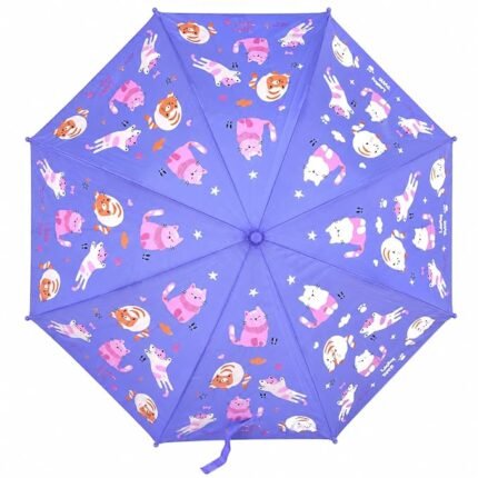 Magical Cat Color Changing Umbrella for Kids - Purple