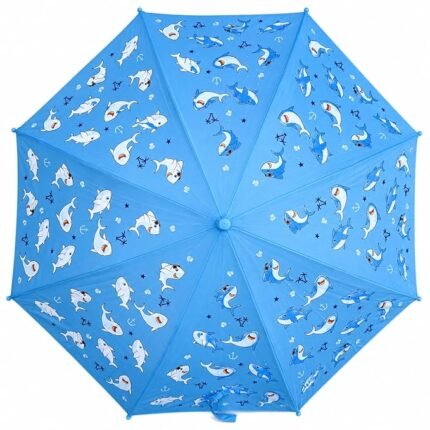 SEO Title: Color Changing Kids Umbrella - Blue Shark Print