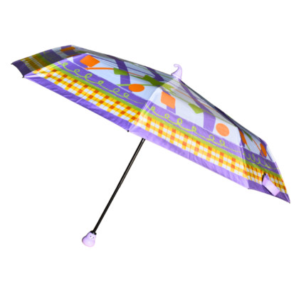 Kids 3 Fold Umbrella – Purple Star Grid Design with Light Purple Handle