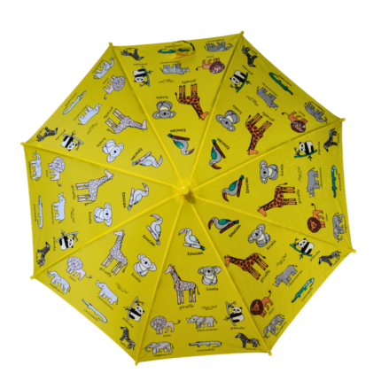 Yellow Animal Print Color Changing Kids Umbrella
