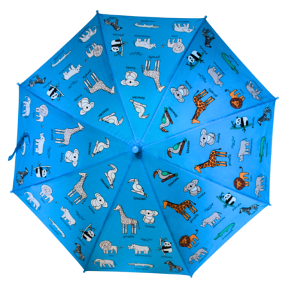 Blue Animal Print Color Changing Kids Umbrella