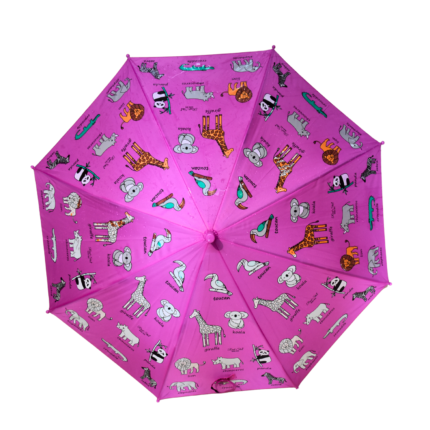 Pink Animal Print Color Changing Kids Umbrella